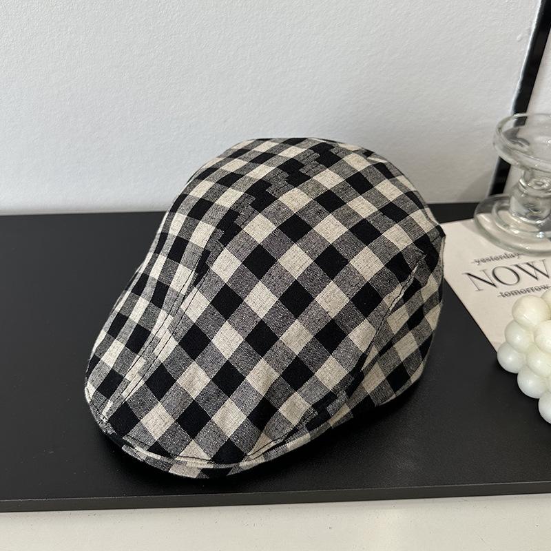 New linen plaid series high-quality trendy summer classic versatile casual shopping visor