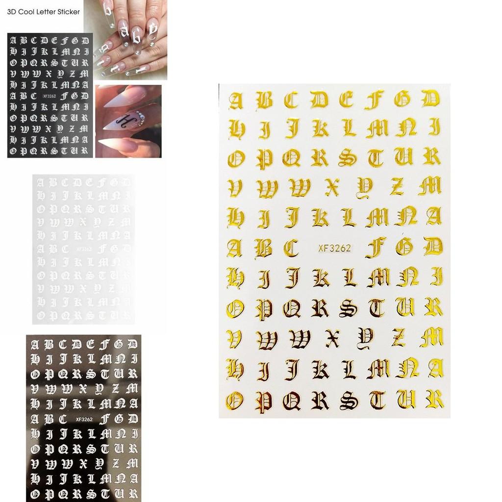 Elegant Nail Art Stickers Featuring Old English Alphabet For Stunning Nail Decoration