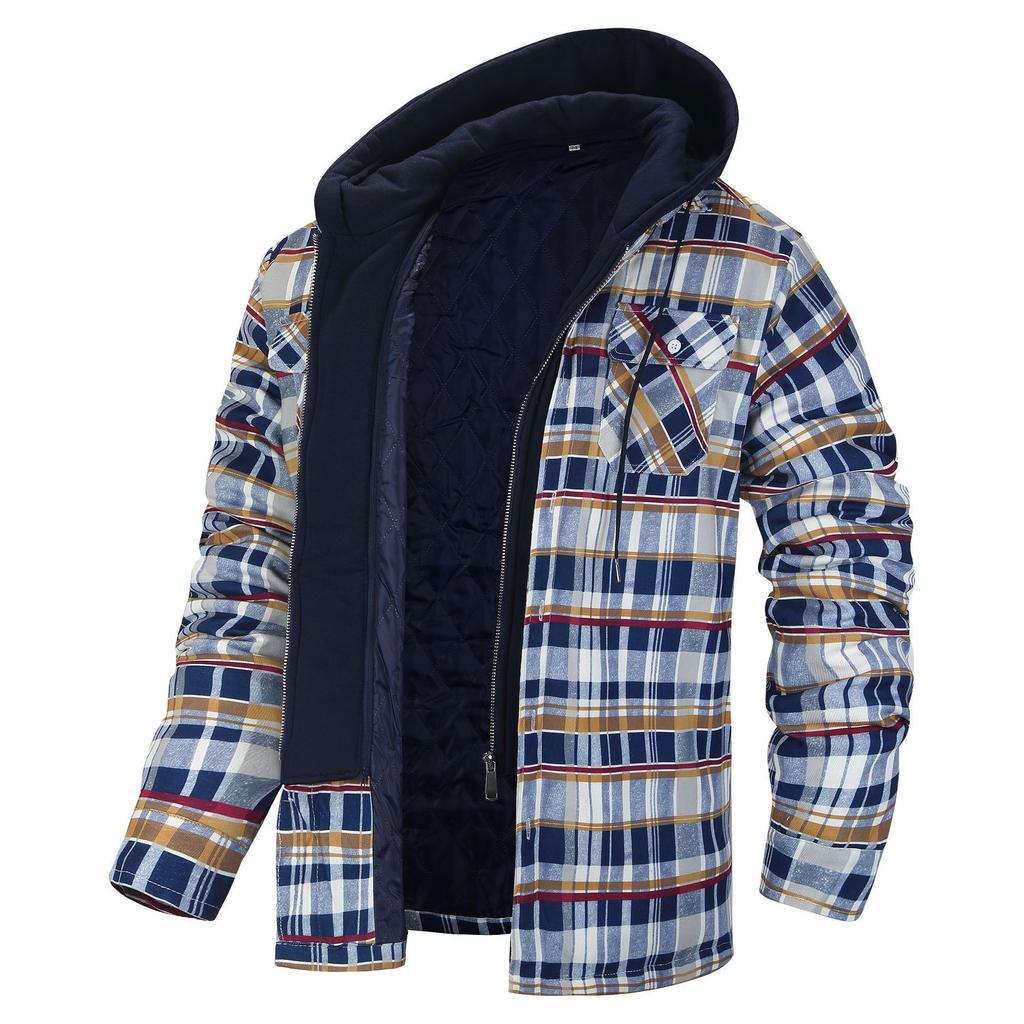 Plaid Fake Two Piece European and American Men's Jacket