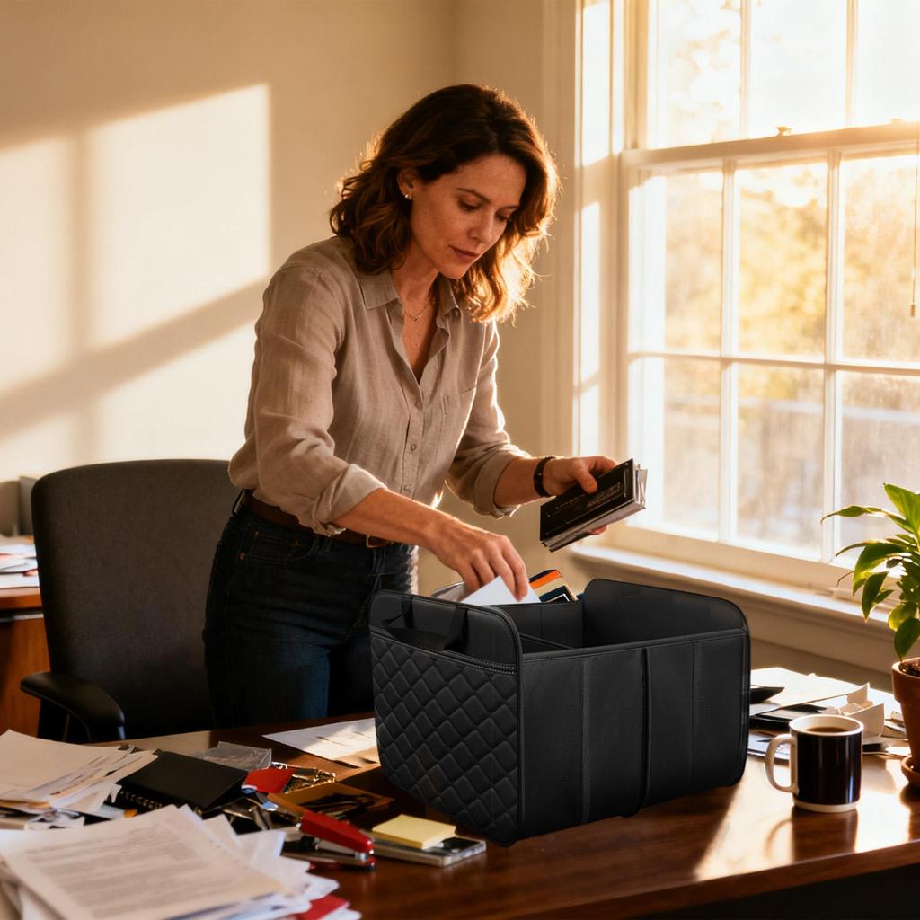 Bagaj Depolama Düzenleyici Büyük Su Geçirmez Yer Tasarruflu Kulplu Araba Depolama Kutusu Kamyonet RV Sedan Otomotiv İçin Kargo Düzenleyici