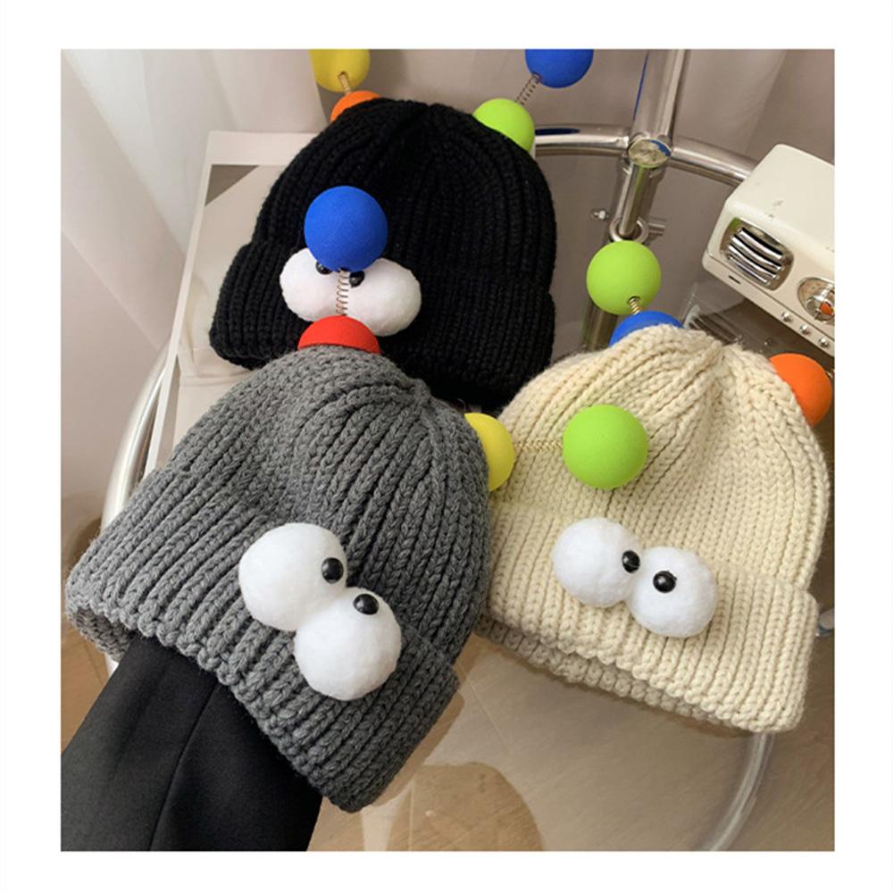 Big Eyes Woolen Hat Winter Warm Funny Short Thread Hip Hop Beanies Hat Women Men Boys Girls Elastic Knitted Skull Cap Headwear