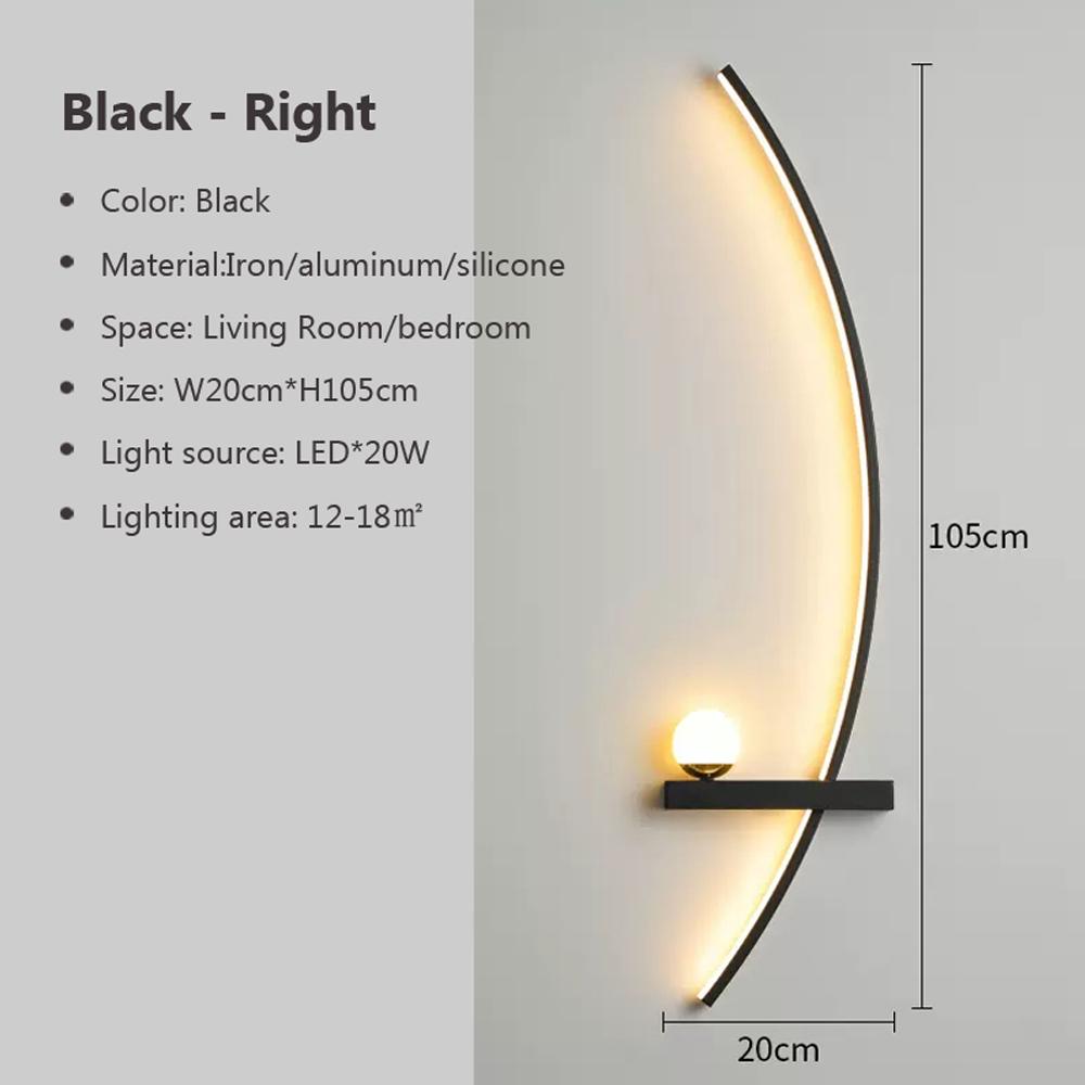Modern LED Wall Lamp Moon Symmetry Black For Living Room Bedroom Bedside Corridor Hotel Indoor Decorative Lighting Fixtures