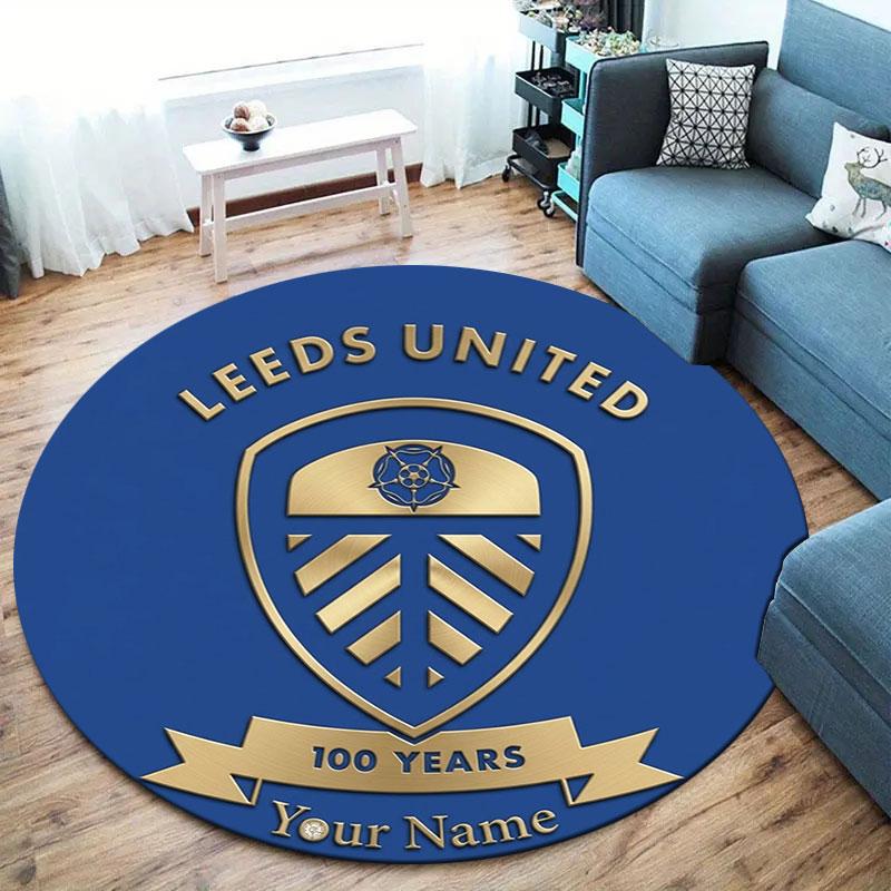 Leeds United Custom Name Round Area Rug,Carpet Rug for Living Room Bedroom Sofa Playroom Decor,Non-slip Floor Mat