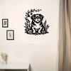 Wrought Iron Tibetan Mastiff Wall Art Flowers Bell Metal Dog Sculpture Christmas Easter Housewarming Gift Living Room Patio Decor