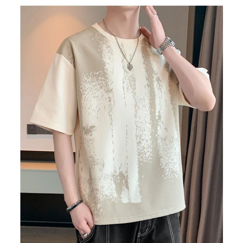 Men's Dark Grey Gradient Oversized T-Shirt, Casual Short Sleeve Textured Plus Size Top