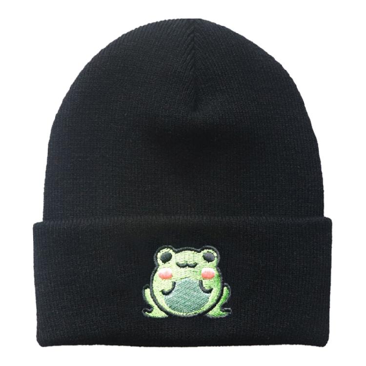 

Cute Cartoon Beanie Hat for Adults Knitted Cap Warm Ski Hats with for Frog Patte чорний