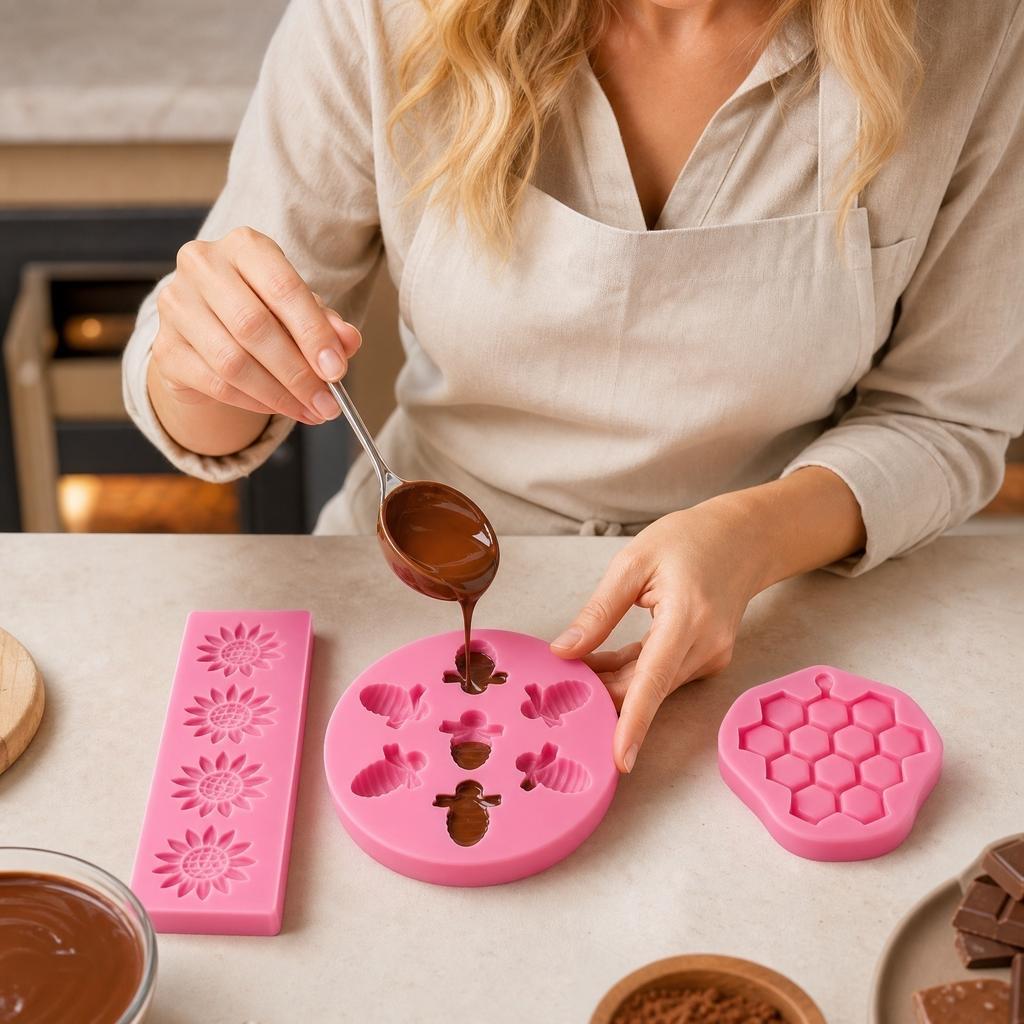 3pc Silicone Mold Set for Cake Baking Soap Making Honeycomb Bee Sunflower Design Flexible Nonstick Molds for Crafting and Baking