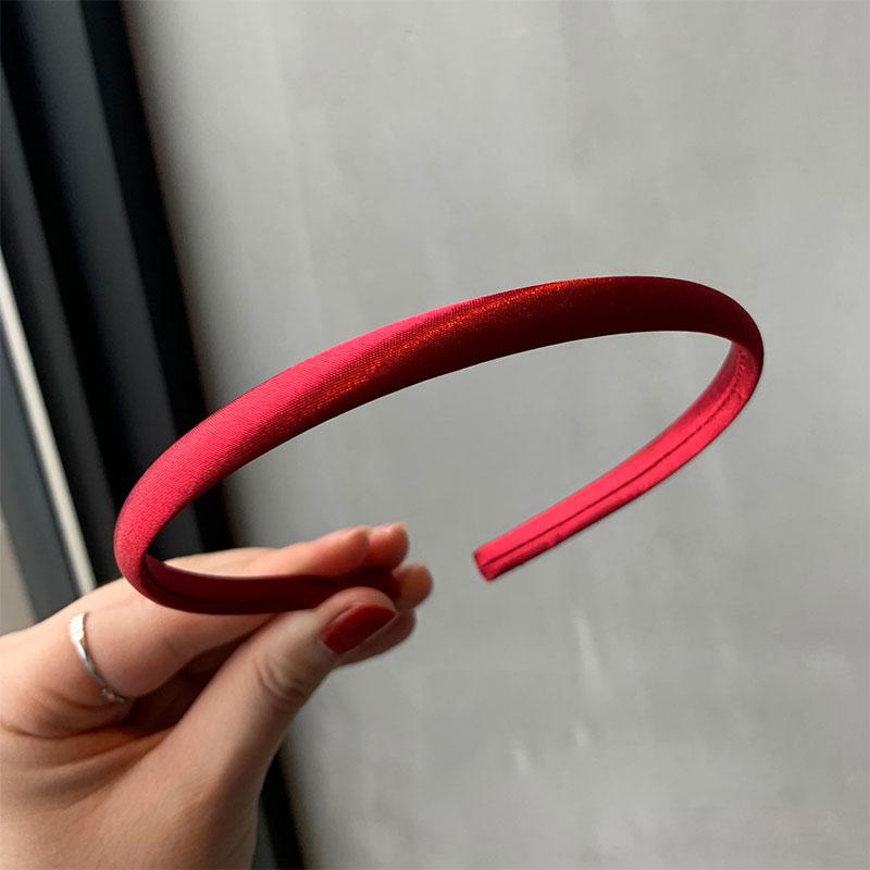 Red Blue Green Satin Headband for Women Girls Kids Hair Band Solid Color Thin Elastic Hair Hoop Accessories Headpiece