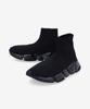 Balenciaga Speed 2.0 Volltransparente Sohle Graffiti Recycelte Strick-Sneaker - Schwarz:Weiß 617196W2DIA1190SS25