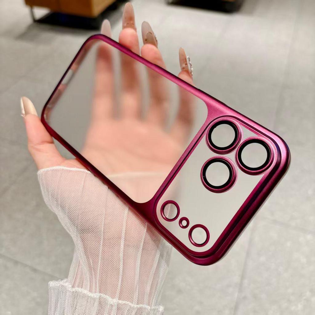 iPhone 17 Pro Max Matte Electroplated Frosted Case with Full Coverage Lens Film - Hard Shell PC