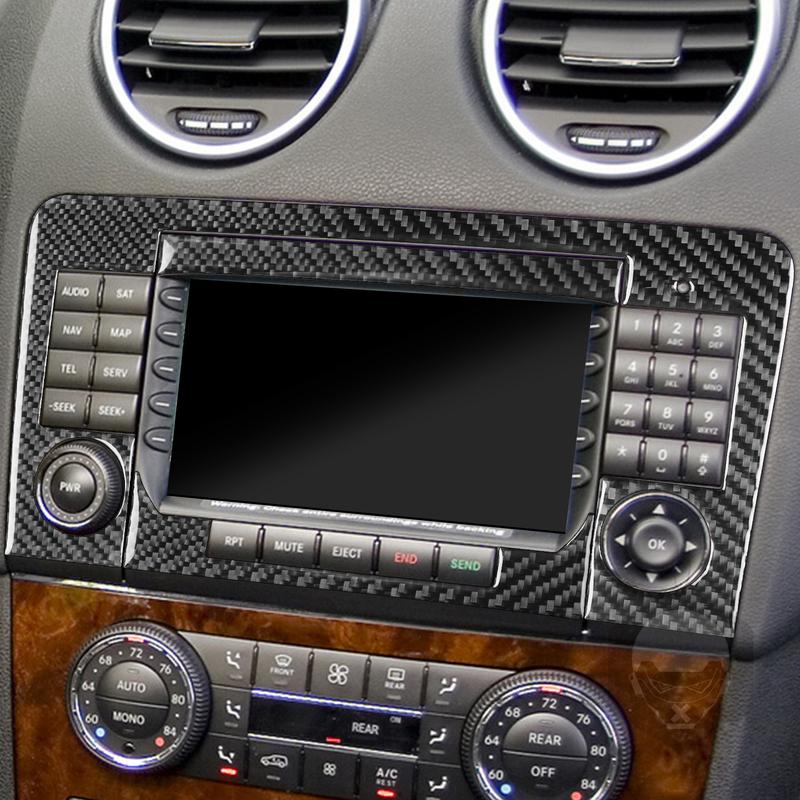 For Benz M-class W164 2005-2011 Real Carbon Fiber Radio Navigation Panel Trim Cover Car Interiors Accessories Decoration Sticker