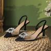 Women's Baotou Sandals Summer New Pointed Head Shallow Mouth Crystal Buckle Anti-slip Wear-resistant High Heels