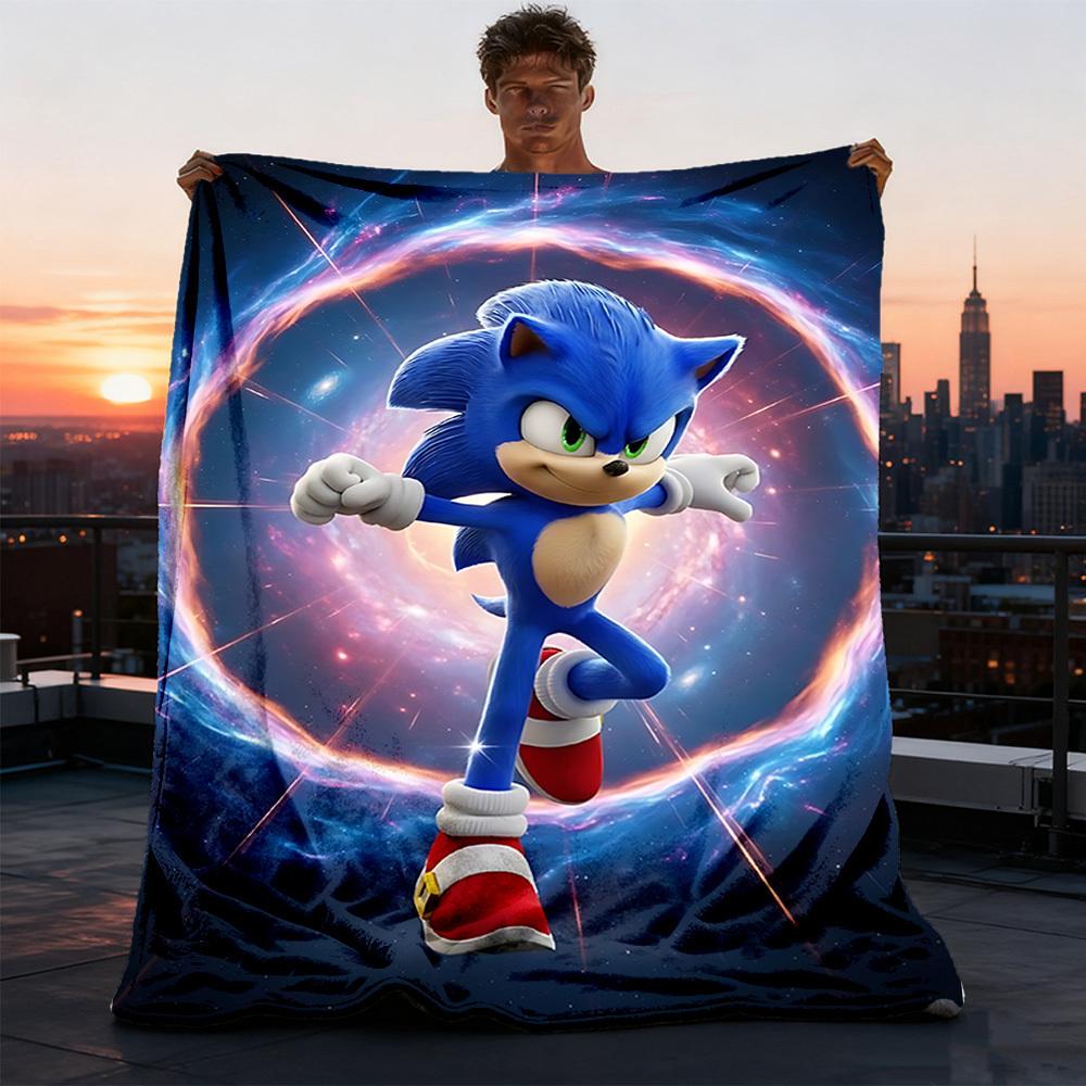 1pc Sonic Outdoor Soft Blanket Ultra Plush, Warm, Versatile, and Easy Care for Camping, and