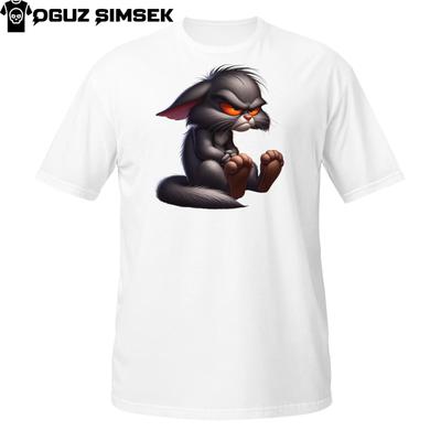 Sulking Angry Cat T-Shirt Mens Womens Tees Top – Moody Cartoon Kitten In Sitting Rage Mode