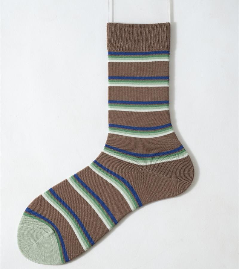 European Goods Early Autumn Retro American Color Striped Socks Contrast Stripes Can Be Revealed Style Pure Cotton Mid-Tube Stacked Socks