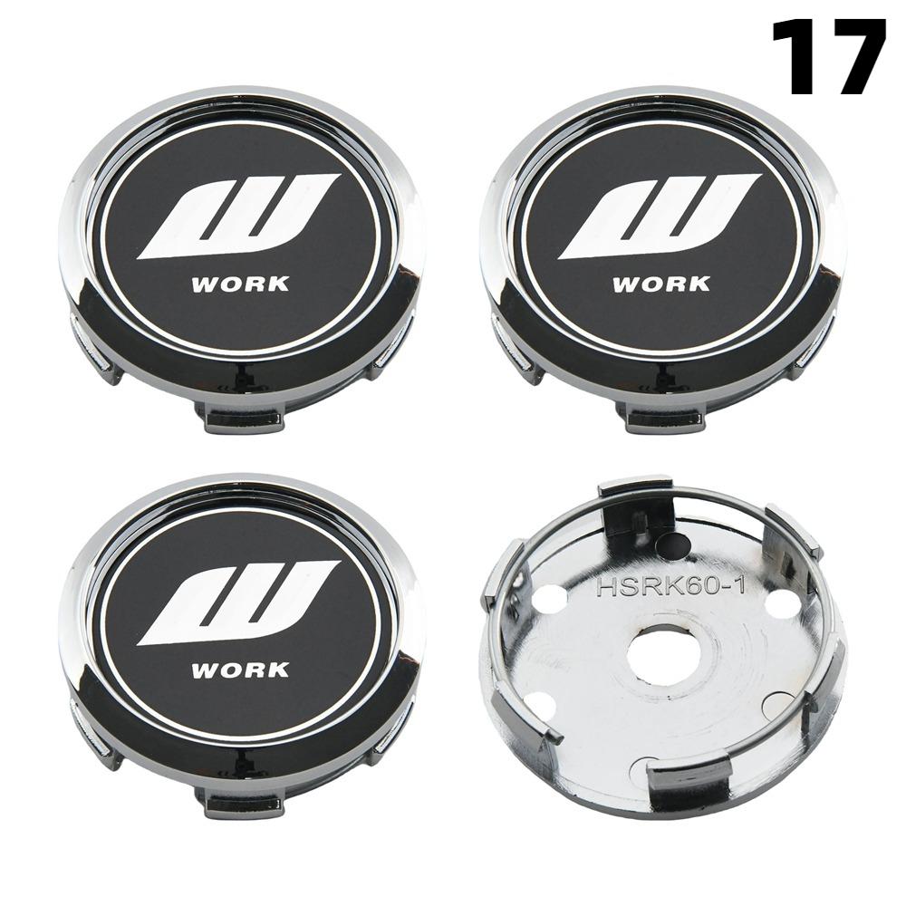 4PCS OD 60MM / ID 56MM Cap For Rims WORK EMOTION EQUIP MEISTER VS Emblem Wheel Center Cap Sport Car Logo Wheel Cover Hub Caps