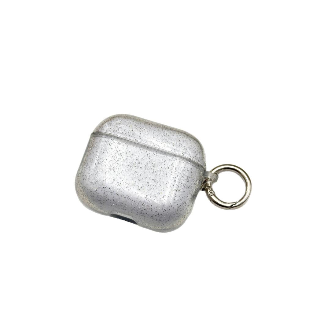Glitter transparent anti-drop Bluetooth headset case for Apple AirPods 1 /1/1 generation simple round buckle protective cover