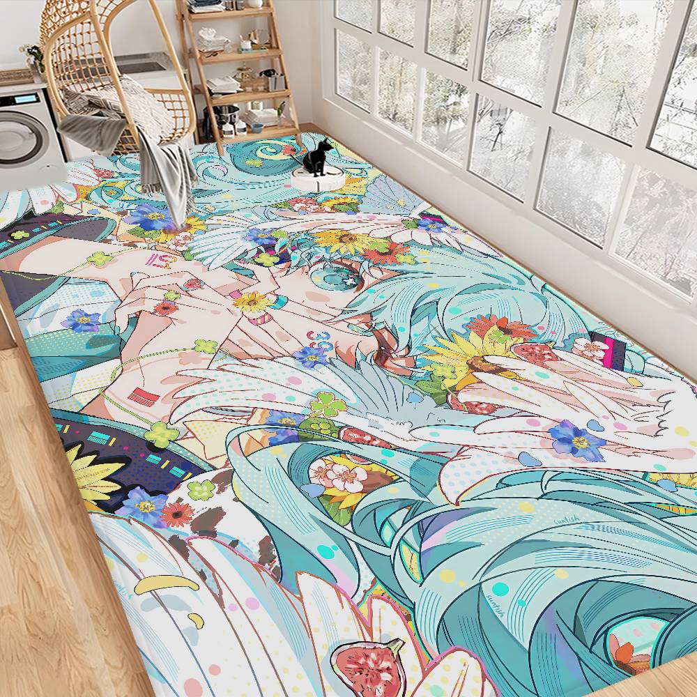Cute H-Hatsune M-Miku Door Mat Kids Room Bedroom Decoration Balcony Anti-Slip Doormat Living Room Doormat Area Rug