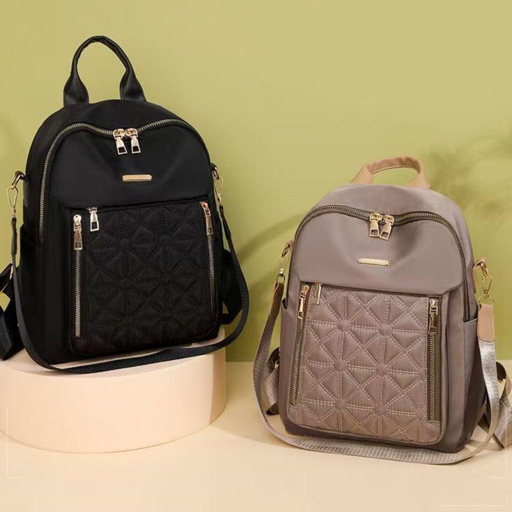 Multi-functional Solid Color Shoulder Bag Oxford Cloth Retro Backpack Simple Luxury Backpack  Lady