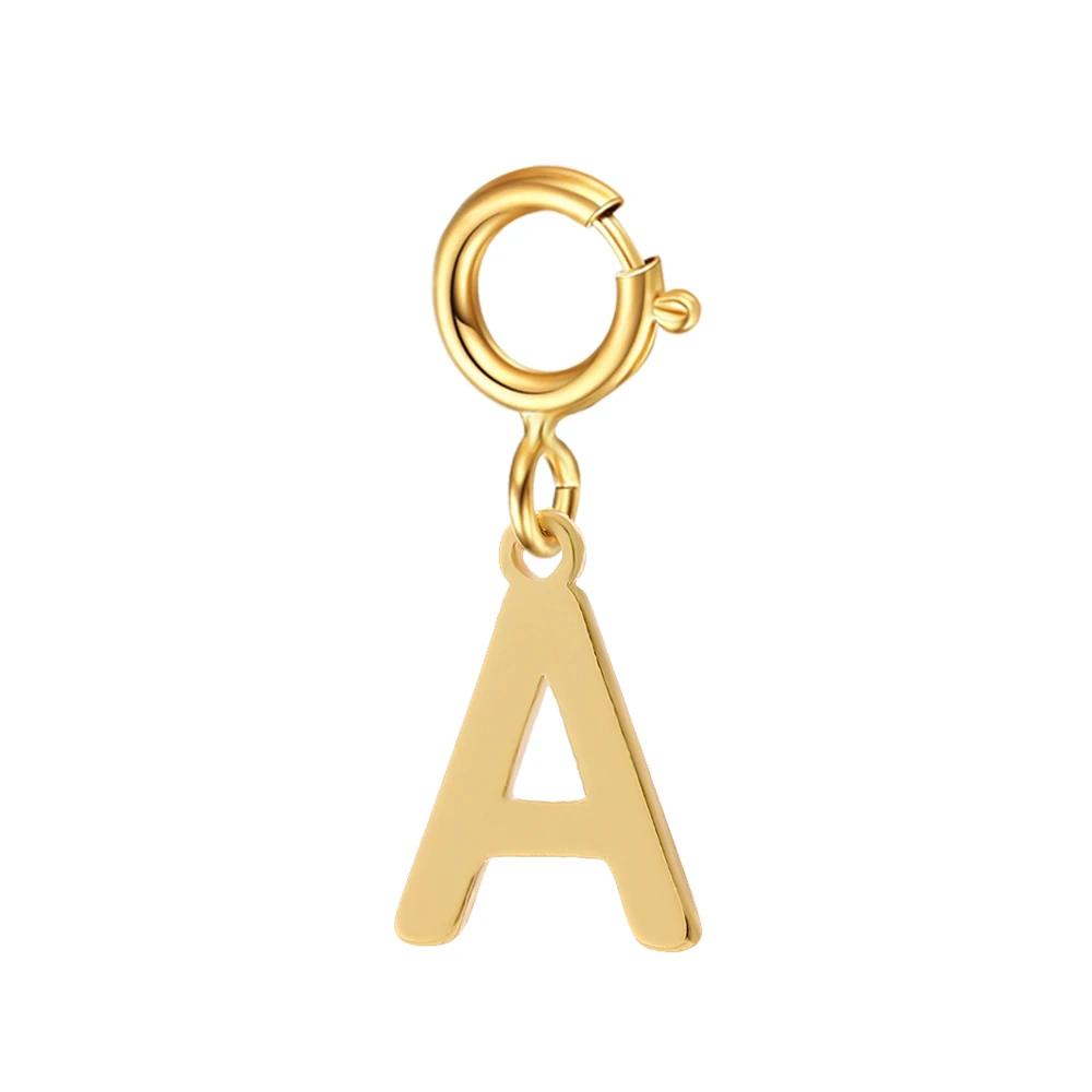 spring buckle Letter Charms Pendant initial charms pendant for Women Necklace earring Zircon keychain DIY accessories Wholesale