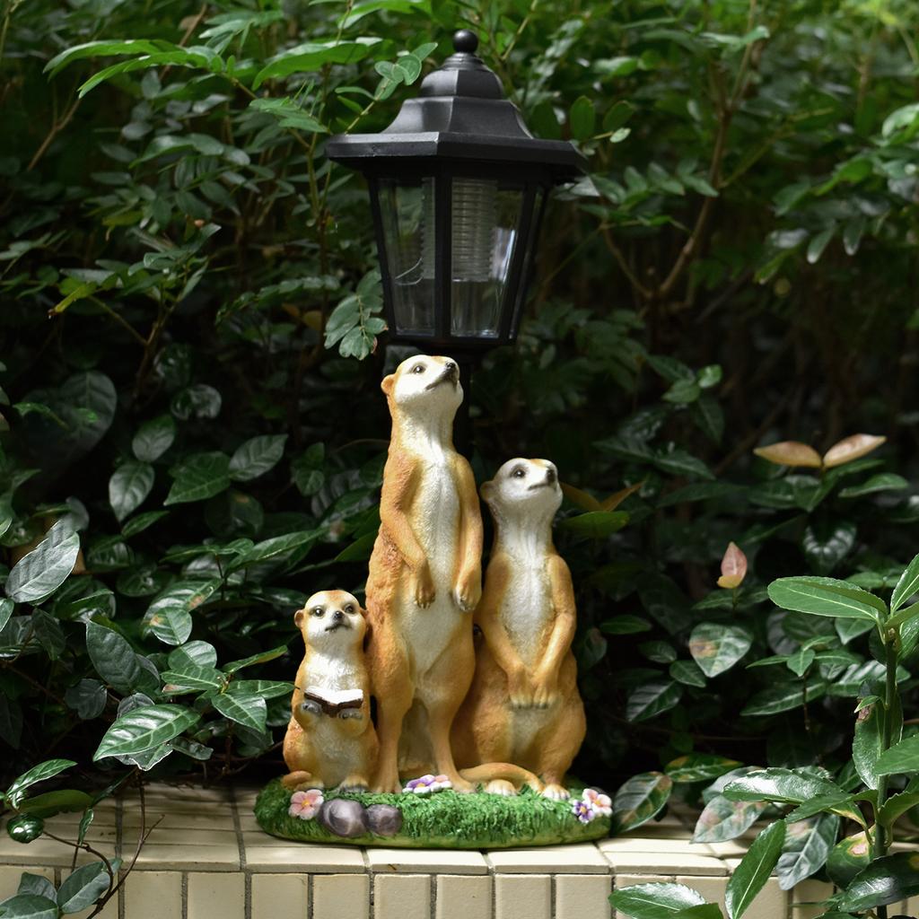 JYL TS/113,Outdoor Creative Meerkat Solar Light Figurine Resin Garden Animal Sculpture Home Decor Lamp