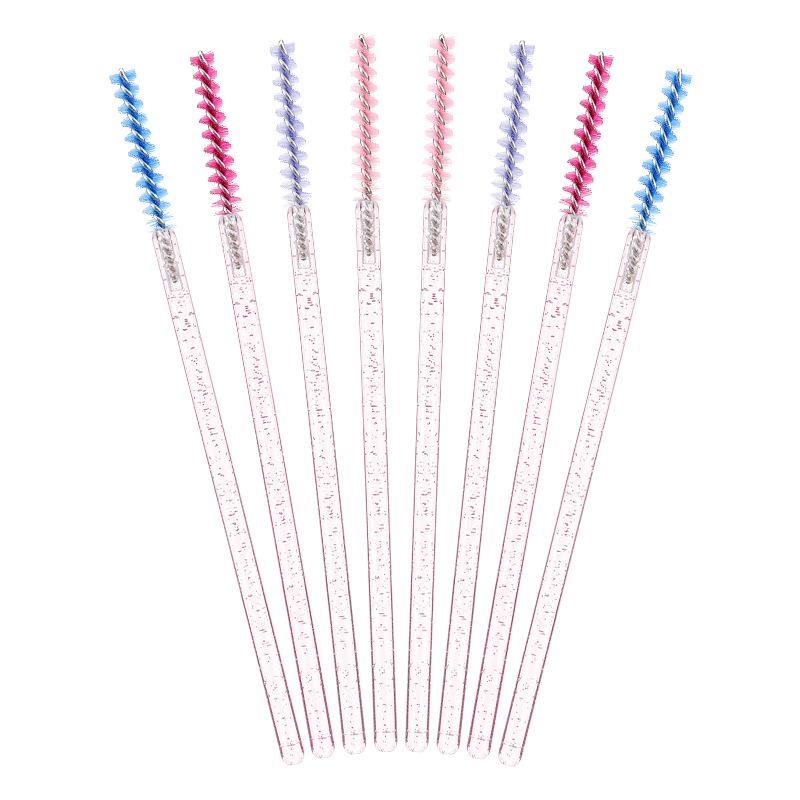 50-Pack Crystal Rod Eyelash Brushes & Curler Kit: Straight Head Brush, Spiral Tool & Eyebrow Comb