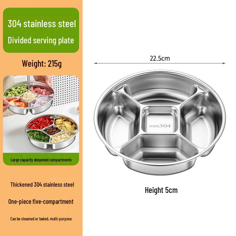 

ZISIZ Round 201 Stainless Steel Divided Canteen Tray