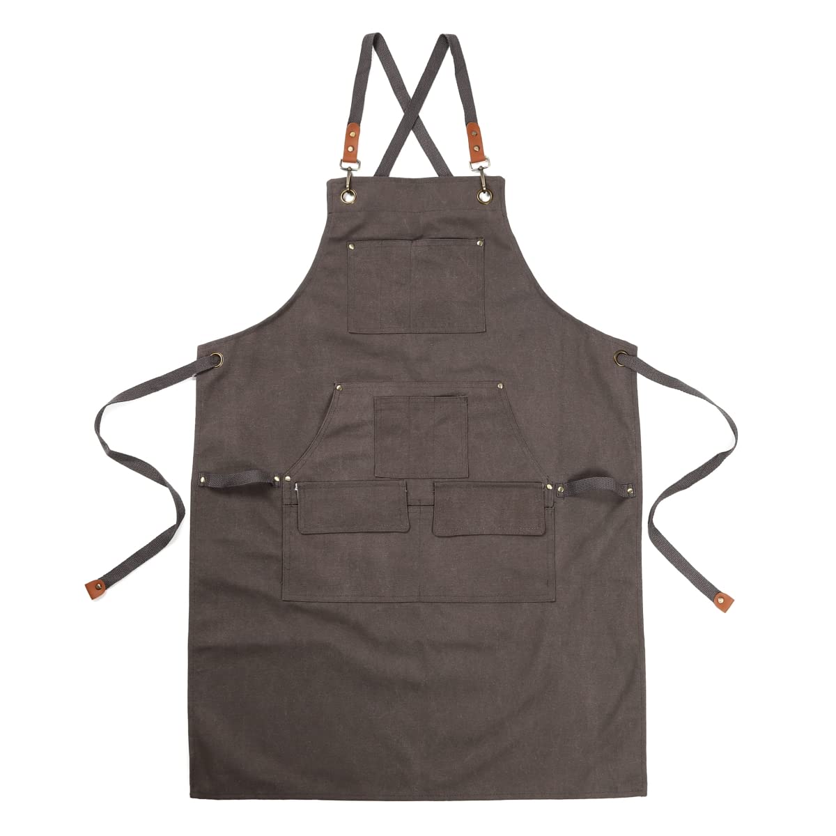 [LOWLIU] Canvas Apron, Outdoor Apron, Camping Apron, Work Apron, DIY Apron (Gray)