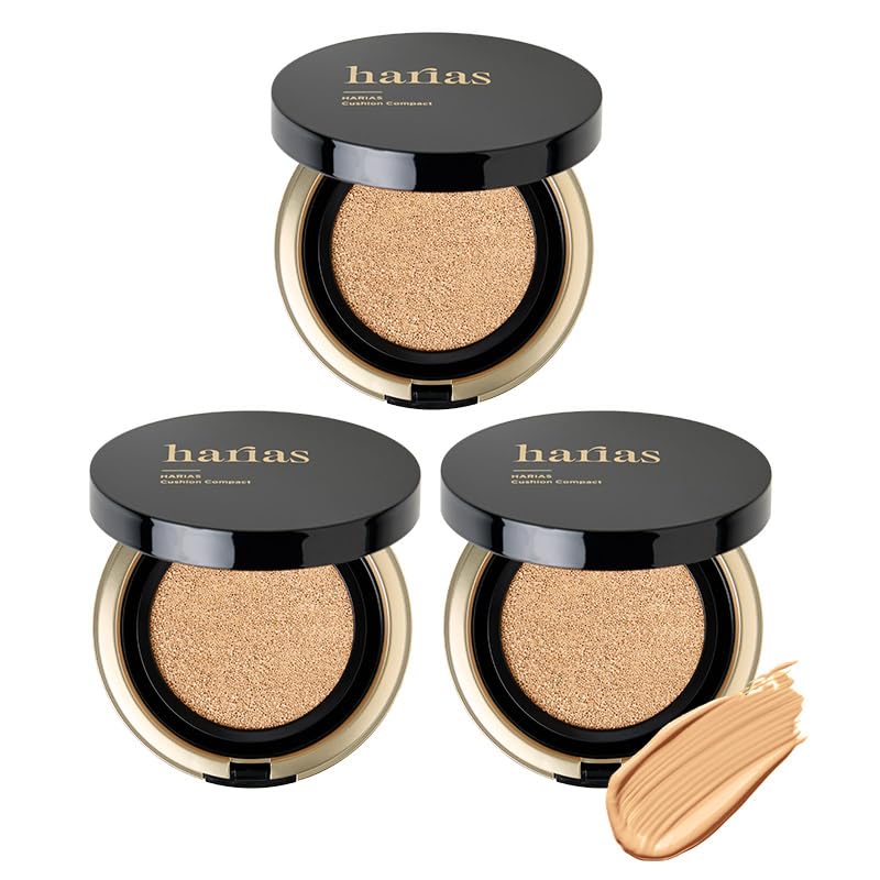 HARIAS Cushion Popular Ranking (Official) Foundation, 3-Piece Set, SPF50+, Niacinamide, Quasi-Drug, Serum, Foundation, (Neutral)