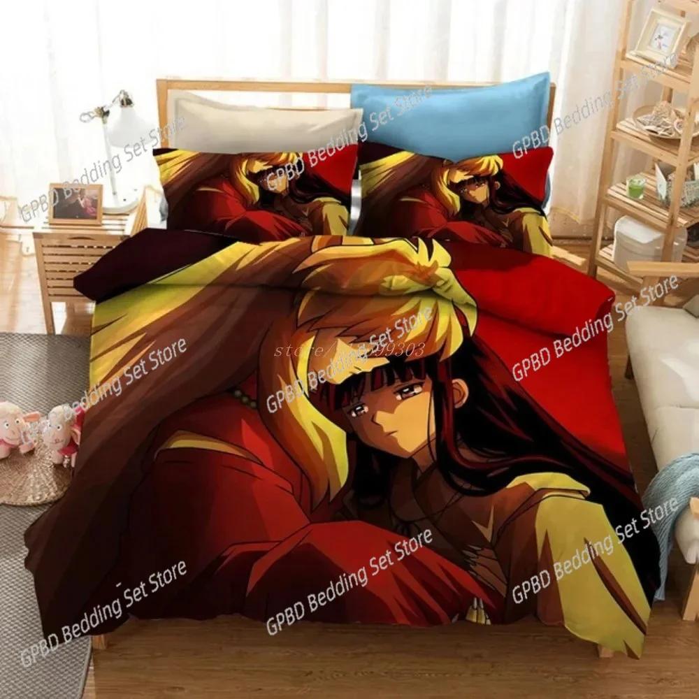 3D Print Anime Inuyasha Bedding Set For Bedroom Soft Modern Bedspreads Comefortable Kids Duvet Cover Quilt Cover And Pillowcase