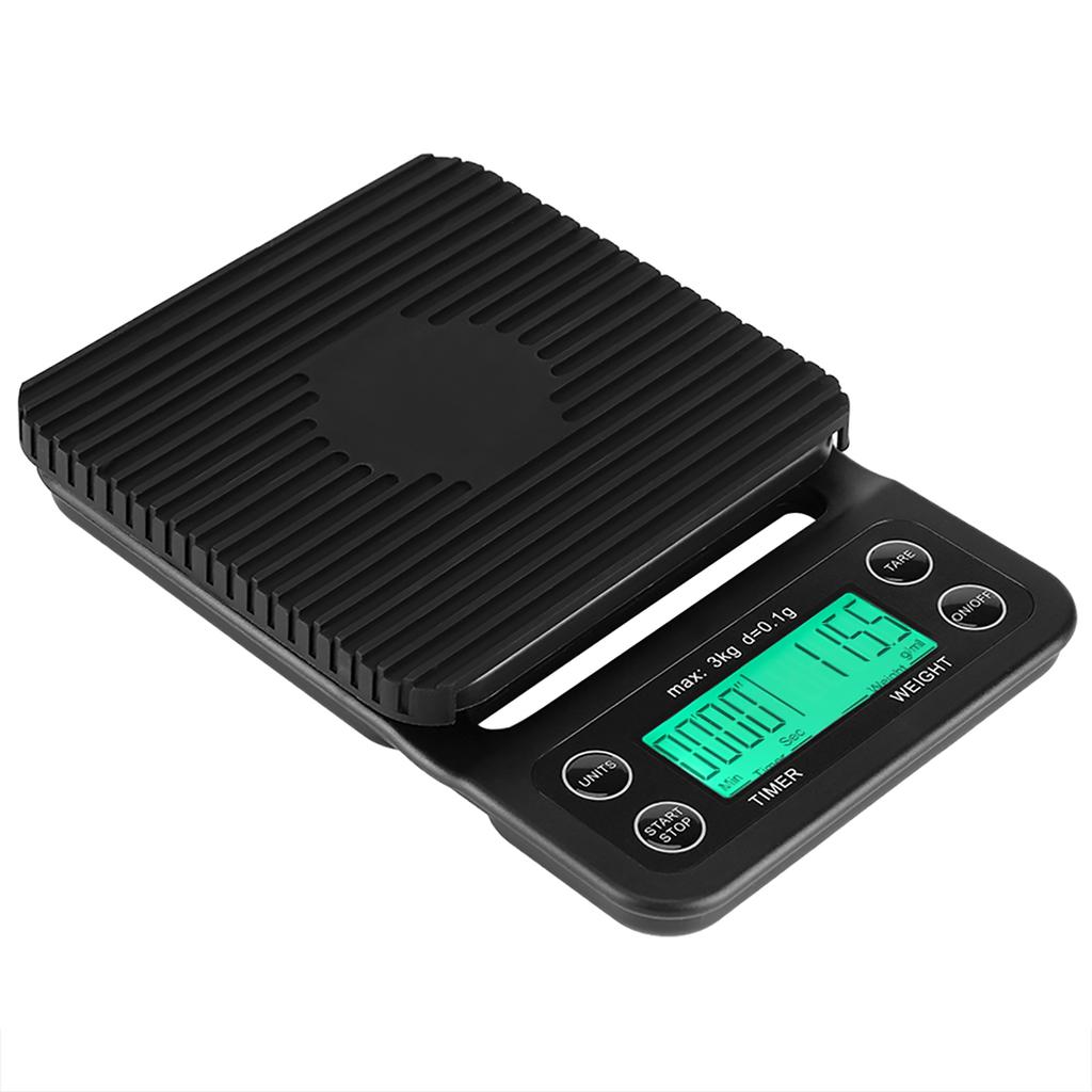 3KGCelsius0.1g Digital Kitchen Food Scale Drip Coffee Weighing with Timer (Bluish Violet  Backlight)