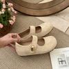 Fashion Heightened Inner Round Toe Women Summer Outside Solid Color Loafer Single Shoes