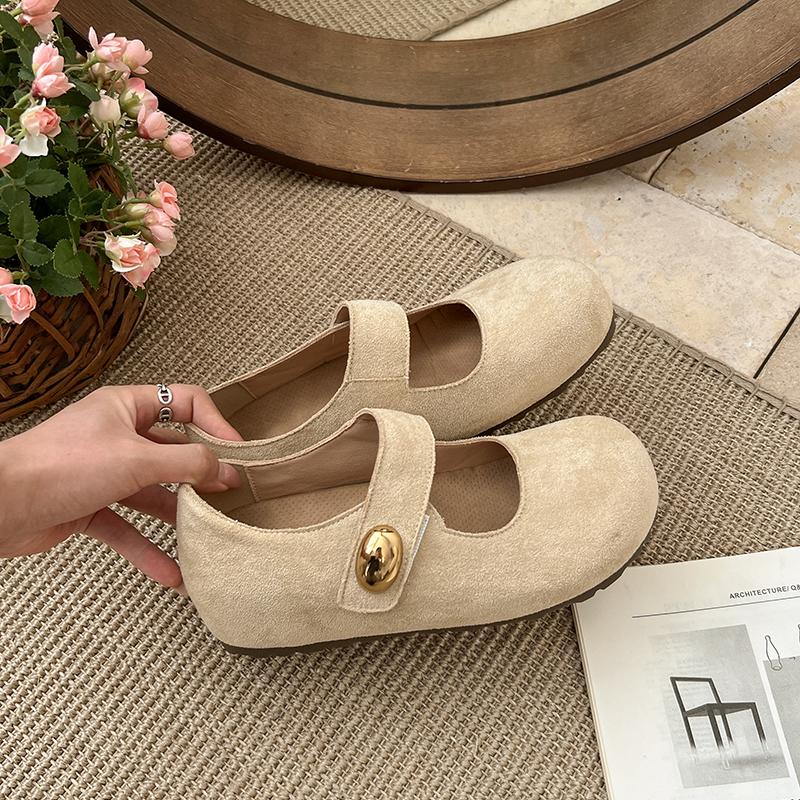 Fashion Heightened Inner Round Toe Women Summer Outside Solid Color Loafer Single Shoes