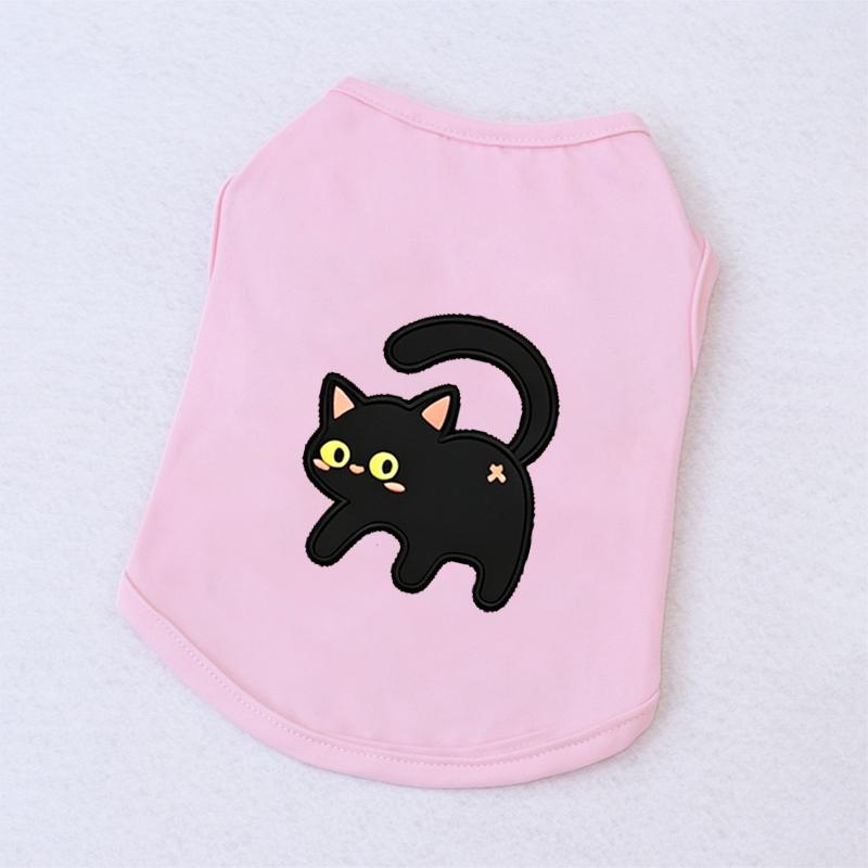 Halloween Pet Vest Cute Black Cat Cartoon Print Sleeveless Shirt Soft Breathable Costume For Kitten Puppy Party Daily Outfit