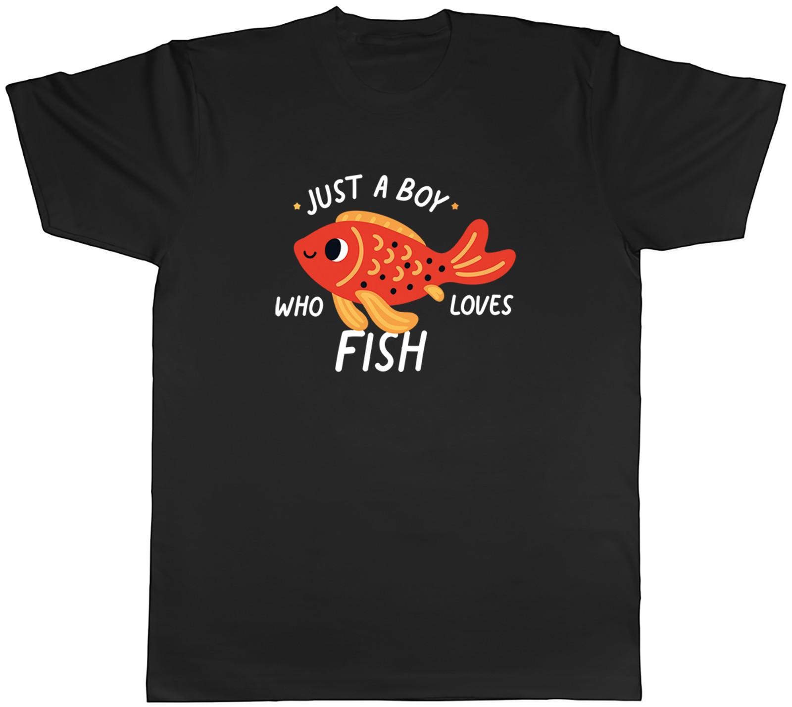 Just a Boy Who Loves Fish Mens T-Shirt Tee Gift Top L