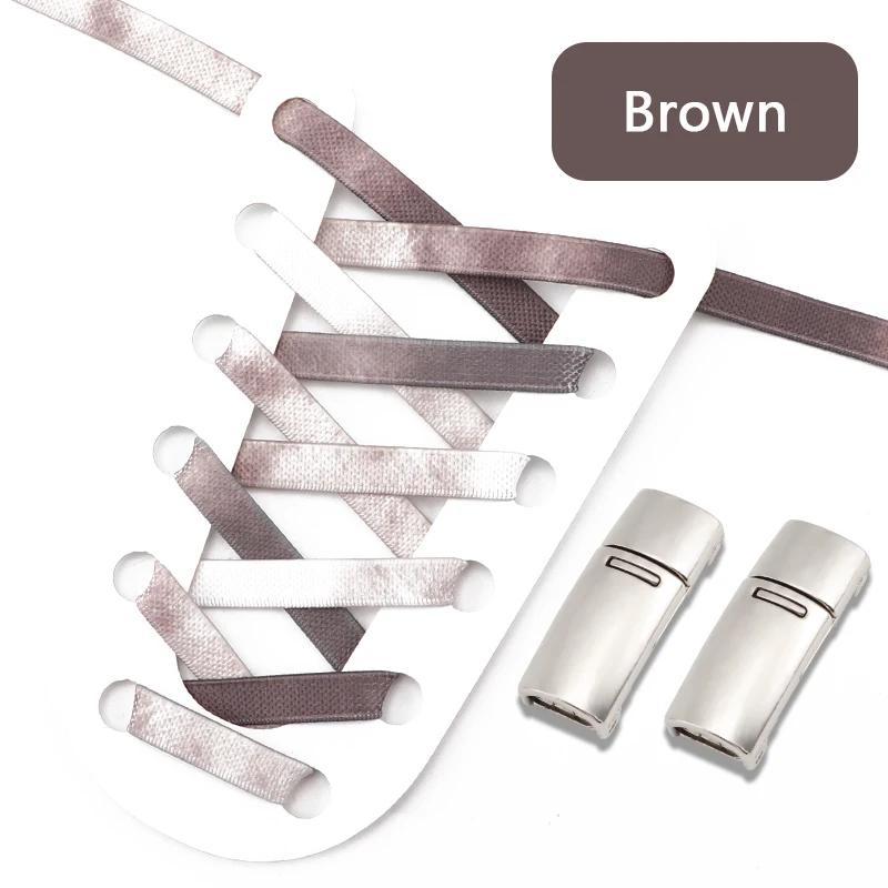 1 Pair No Tie Shoelaces Magnetic Metal Lock Elastic Shoe Laces Colorful Flat Leisure for Men and Women Lazy Shoelace Accessories