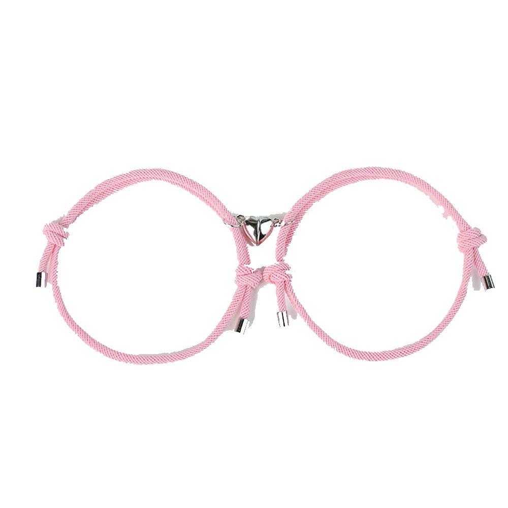 

Контрастные цвета Магнитный браслет-сердце Ручной работы Браслет с предсказанием Винтажный парный браслет Подарок розовый