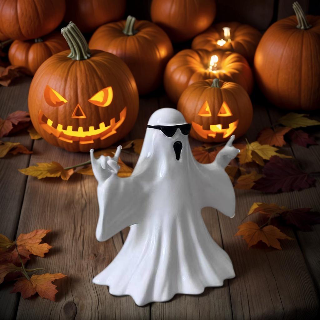 1 Halloween Quirky Ghost Ornament Wearing Sunglasses to Look Cool, Desktop/Party Decoration Prop