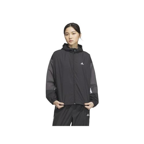 Adidas Jersey Top Color Block Loose Fit Windbreaker Jacket IEH78 Women's Black/Gray Five/White (IK9873) J/XL