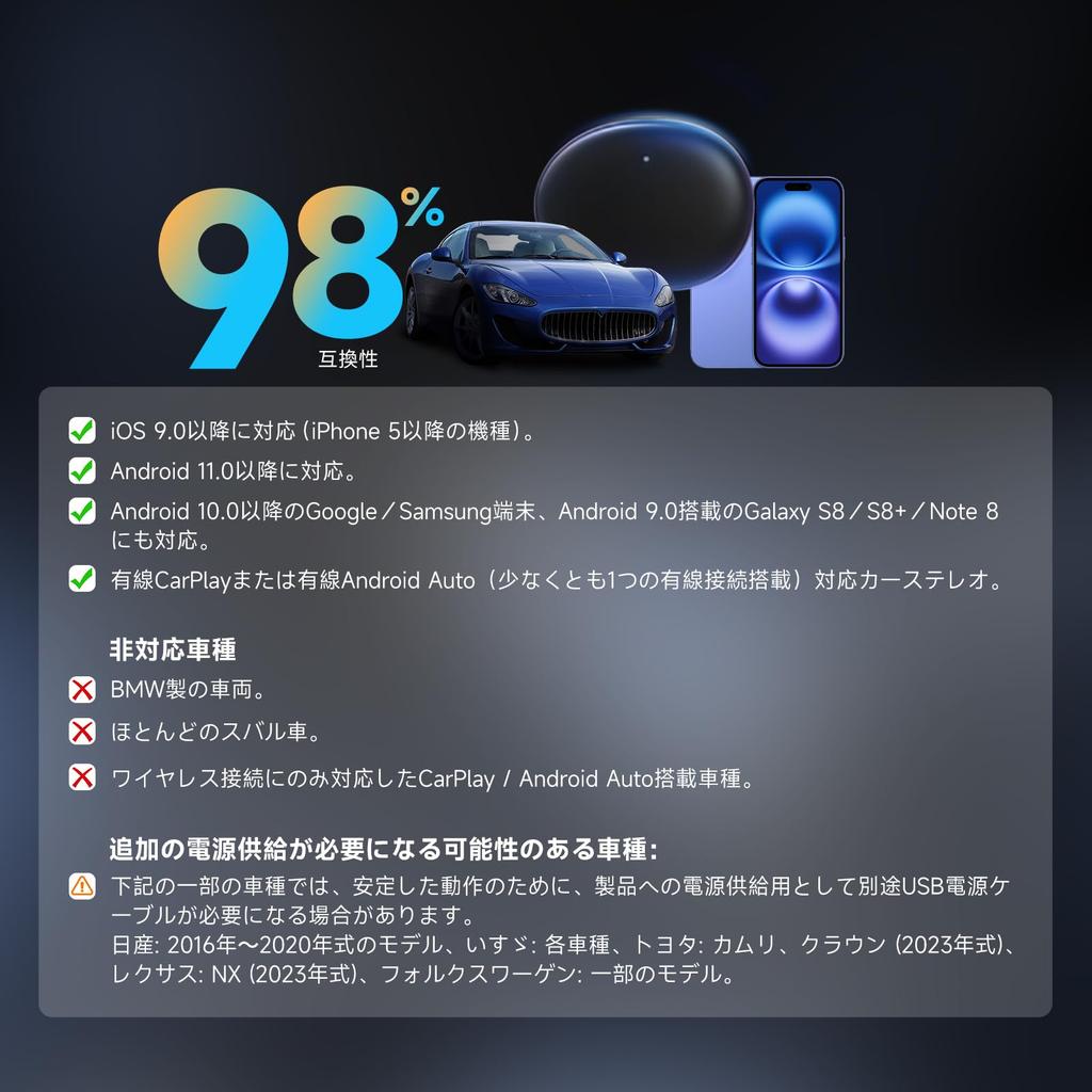 Cutie AI Wireless AD5 CarPlay, Android Auto Wireless, Plug