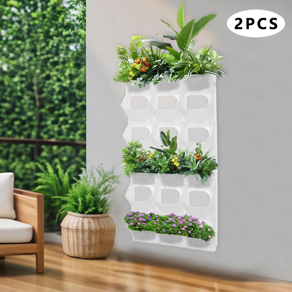 Vertical Garden Wall Planter, 36-Slot White Flower Pot Holder, Space Saving Indoor Outdoor Plant Container, Durable PP Plastic
