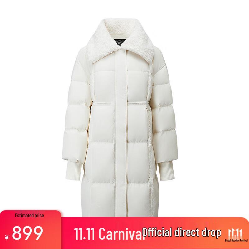 

Qianrengang Women s Long Lamb Wool Collar Down Jacket L (170)