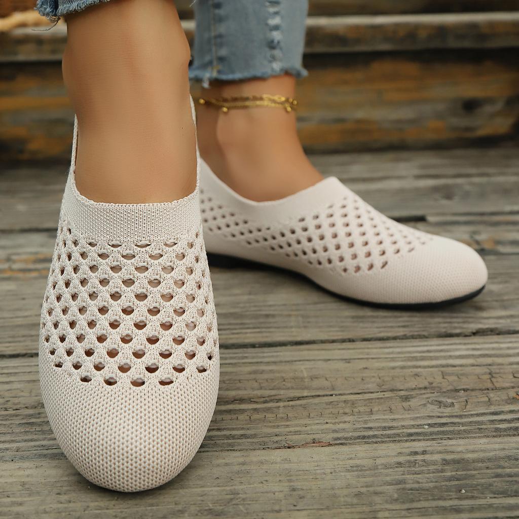Flying Woven Lazy Single Shoes Women'S Spring Flat Bottom Large Size Hollow Casual Single Shoes Wish43