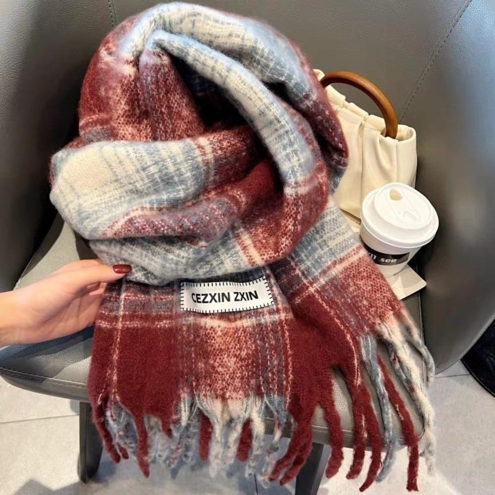 Soft Cashmere Scarf Windproof Neck Warmer New Long Tassel Scarves  Autumn and Winter