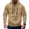 Mens Hooded Long Sleeve Pullover Sweatshirt With Multiple Pockets Zipper Front Casual Sporty Style