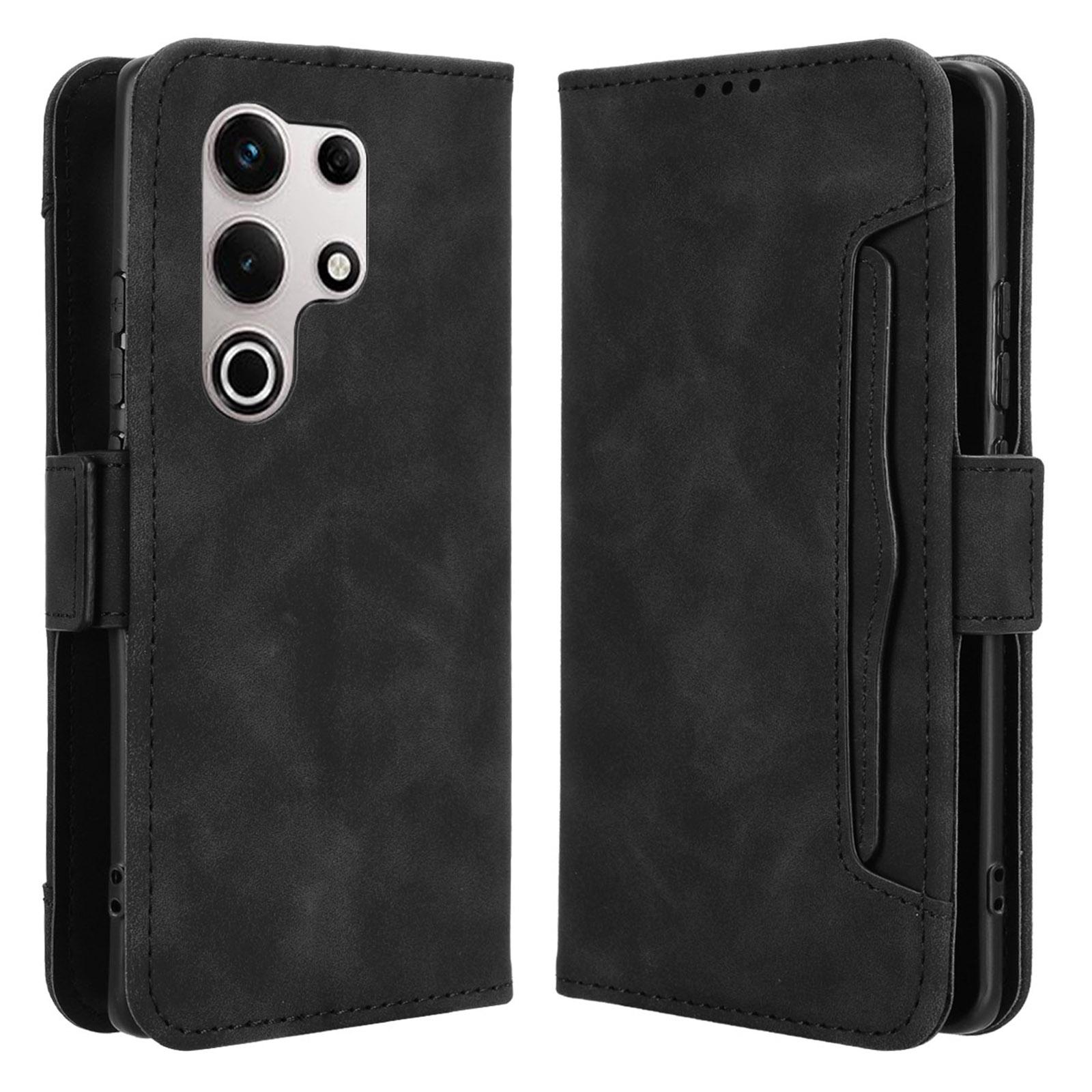 

For itel S25 Ultra Leather Case Phone Wallet Cover with Multiple Card Slots Black