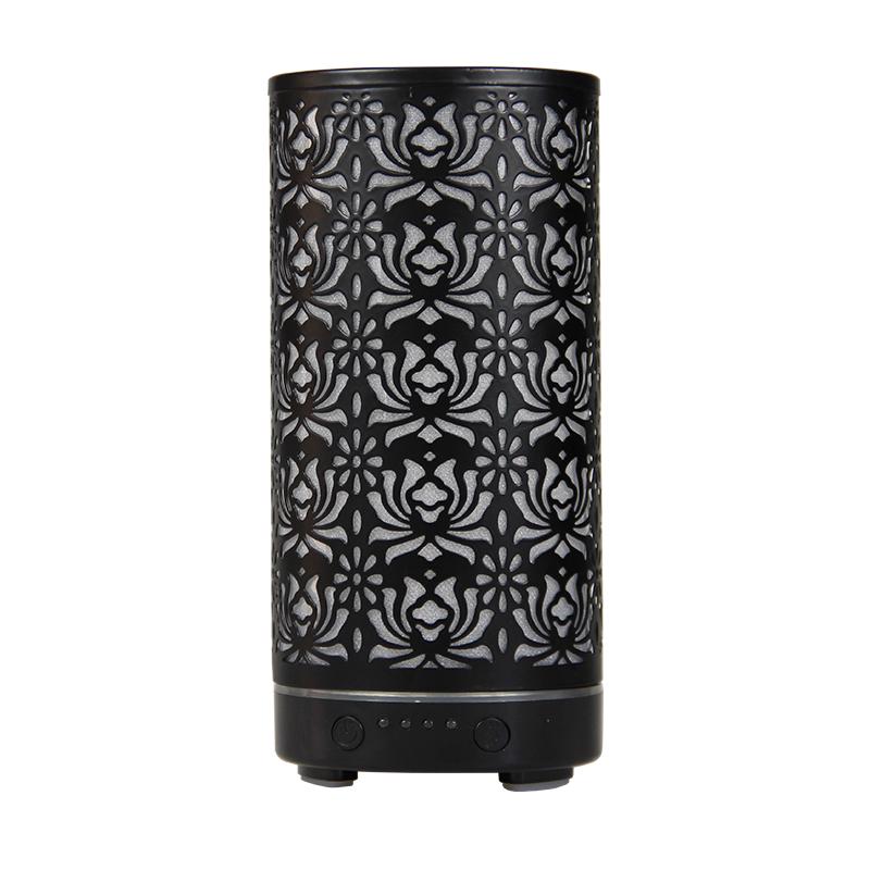 Aroma Diffuser Scent Ultrasonic Air Humidifier Iron Art Hollow Lotus Flower Pattern 2025 New Home Decorations with LED Lights