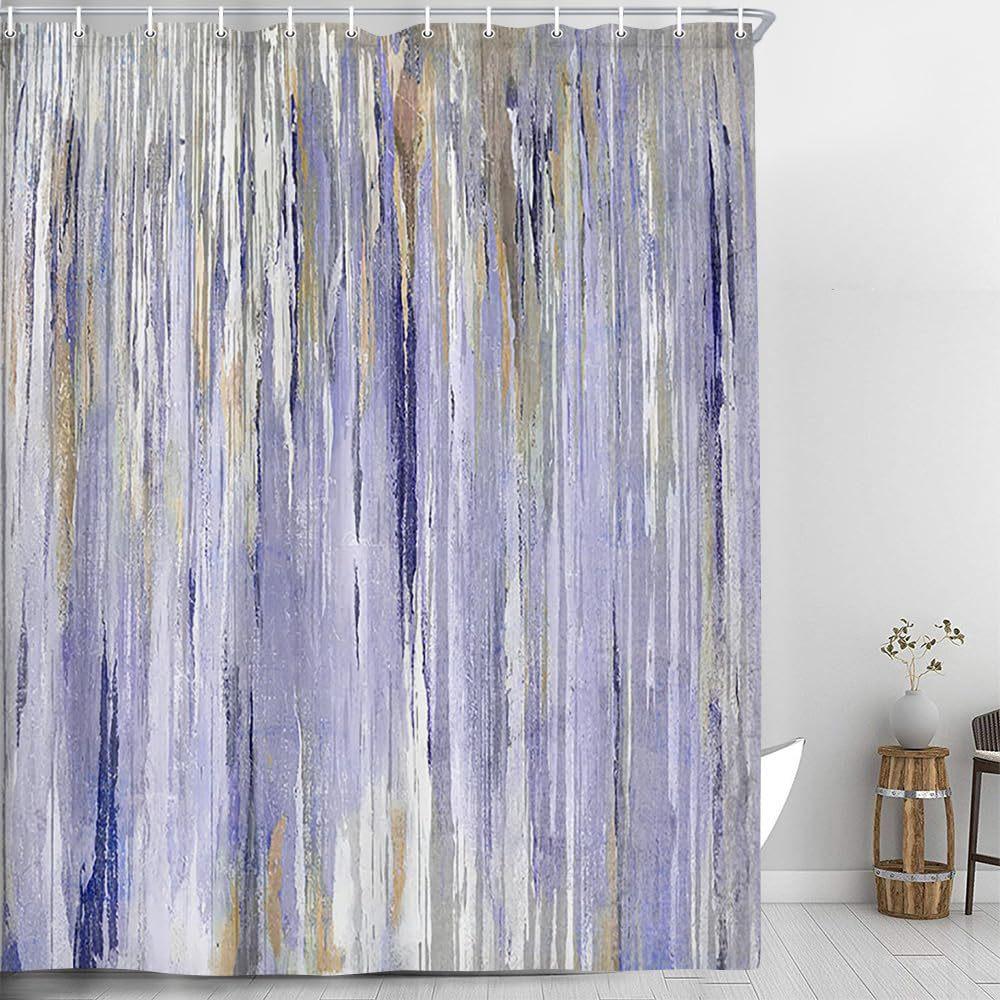 Abstract Shower Curtain Modern Bathroom Shower Curtain Set Beach Aesthetic Stripes Contemporary Minimalist Painting Fabric Shower Curtain Curtain
