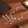 French-Style Earrings and Necklace Set Zirconia Butterfly Tassel Jewelry Sets  Balls