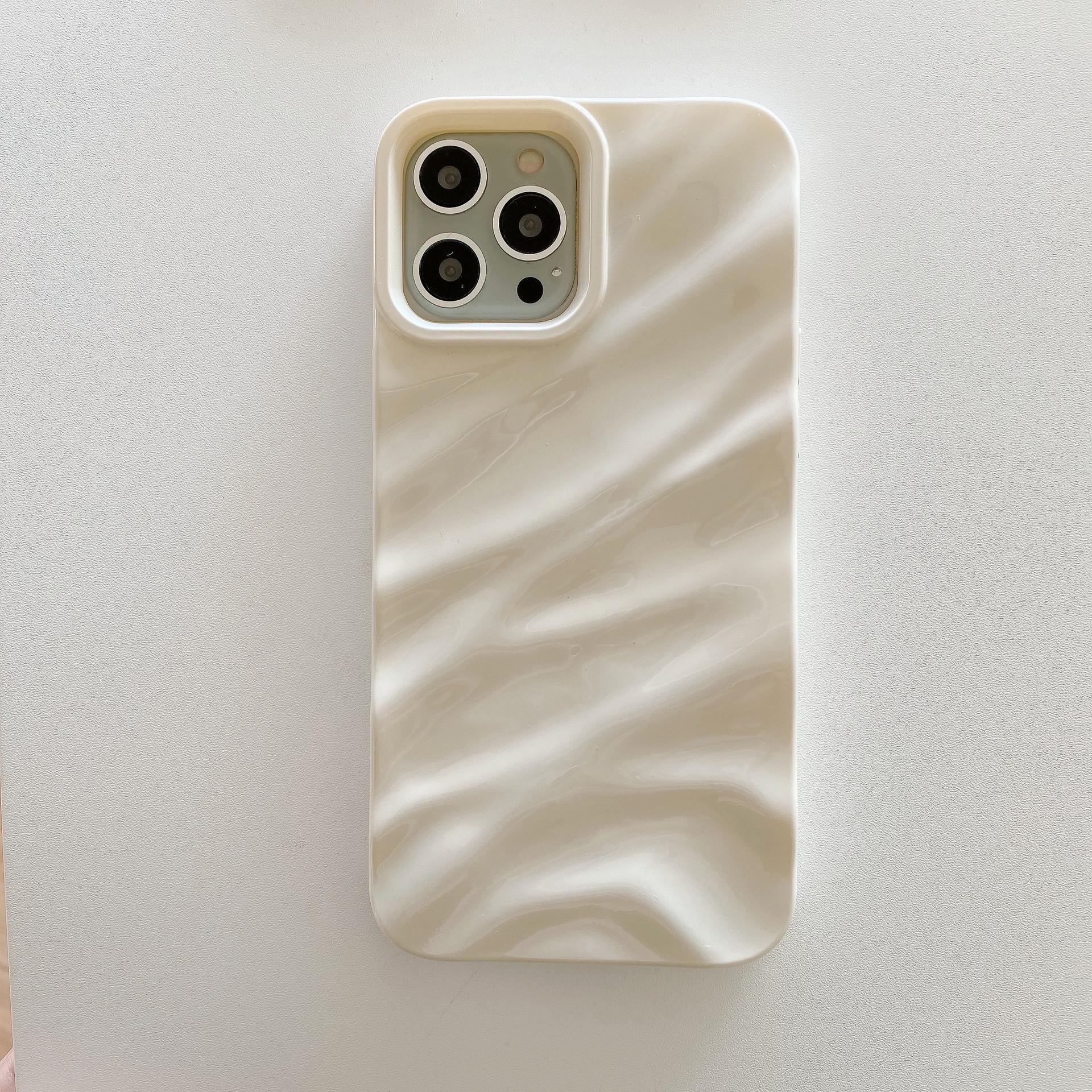 

Блестящий плиссированный волнистый противоударный чехол для телефона Apple 13/14/15/16e - Дизайн с золотым напылением и волнообразным узором, приятный на ощупь iPhone 17 Pro